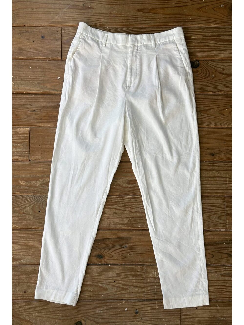 Zara Men's White Linen Blend Tailored Pants Trousers Size 31